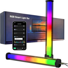 MIUCDA LED gaismas josla, WiFi RGBIC 35 cm spēļu gaismas josla datoram TV fona apgaismojumam Mūzikas sinhronizācija Apkārtējā gaisma Darbojas ar Alexa un Google Assistant App Control Dimmable