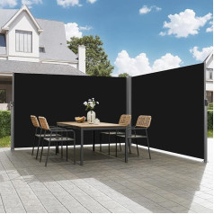 VEVOR Patio aizsardzība pret vēju 180 x 600 cm melna rullo žalūzijas sānu markīze, izvelkama izmantošanai mājās vai komerciālos nolūkos