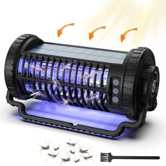 Bubbacare Solar Power Insect Killer Electric, 4200 V moskītu lamatas lampa ar LED gaismu, USB uzlādējama moskītu lampa, 3-in-1 moskītu atbaidīšanas līdzeklis virtuvei, mājai, dārzam, pagalmam, kempingam, melna,