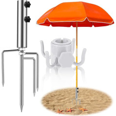 behone Umbrella Stand Anchor Outdoor Umbrella Steel Anchor Garden Umbrella Spike with 1 Four Corner Hooks for Beach Grass Sand