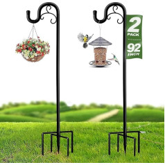 MELOHO 94 collu regulējami ganu āķi putnu barotavām ārpus telpām (2 Pack) Heavy Duty Kolibri Stand Feeder Pole Metal Garden Hooks Hang Hang Hanger for