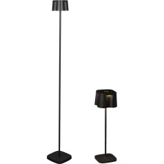 SET: Kleine Akku Stehlampe & Tischleuchte für Outdoor kabellos in Schwarz