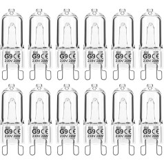 Jaenmsa G9 halogēna spuldze, halogēna spuldze G9 28 W, halogēna spuldze G9, krāsns spuldze 28 W, 300 grādi, aptumšojama silti balta 336 lm spuldze mikroviļņu krāsns griestu apgaismojumam, 12 gab. iepakojumā