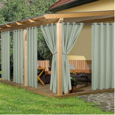 HolidayIdeas Āra aizkari terasei Ūdensizturīgi 6 paneļi 54 x 96 collas Laikapstākļu necaurlaidīgs privātuma ekrāns Āra aizkari Cabana, lievenis, lapene, lapene, saules gaismas un UV bloķēšana, salvijas zaļš caurvadi