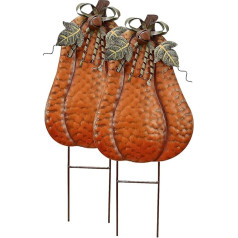 Rustic Metal Pumpkins Yard Stakes āra rudens rotājumi mājai Pastāvīgie metāla ķirbji Dārza miets rudens ražas āra apdare Pateicības dienas zāliena apdare 2 Pack