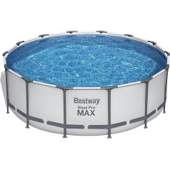 Bestway tērauda Pro MAX rāmja baseina komplekts ar filtra sūkni, diametrs 427 x 122 cm, gaiši pelēks, apaļš