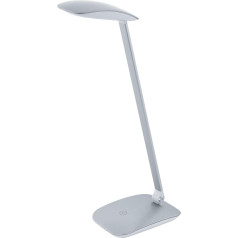 EGLO LED Tischlampe Cajero, 1 flammige Tischleuchte mit Touch, dimmbar, USB Lampe, Schreibtischlampe, Minimalismus aus hochwertigem Kunststoff, Bürolampe in Silber