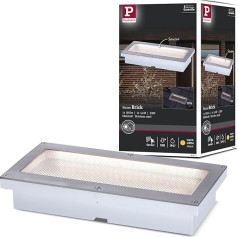 Paulmann Brick 94337 LED āra gaisma iebūvēta grīdas gaisma ar kustības sensoru IP68 200 x 100 mm kvadrātveida, ieskaitot 1 x 1,6 vatu alumīnija pelēks metāls nerūsējošais tērauds 3000 K