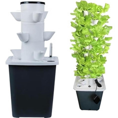 RAABYU Hydroponisches Anbausystem für den Garten, 15/20/25/30 Pods, Hydroponik-Turm, Aeroponik-Anbauset, Pflanzsystem mit Feuchtigkeitspumpe, Adapter, Ne