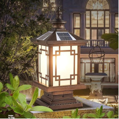 Continental Solar Pillar Post Lamp Rustic Bronze Victorian Square Pillar Light Alumīnija stikls IP65 Drošības ainavu ielas apgaismojums Āra ūdensizturīga žoga kolonnas lampa Pillar Post