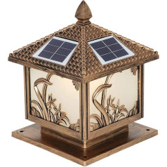 WFZRXFC Square Creative Outdoor Post Licht Bronze Retro Post Lampe LED Solar Säule Lampe Ģeignet für Deck Courtyard Garden Landscape Lampe