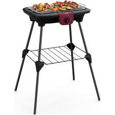 Tefal Easygrill Elektrischer Standgrill | BG90F5 | Mit Standfüßen Für Draußen | Auch Als Tischgrill Drinnen verwendbar | 2300 W | 870cm² Grillfläche | Leichte Reinigung | schwarz/Burgunderrot