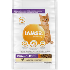 Iams для поддержания жизненных сил со свежей курицей 10 кг для котят