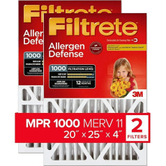 Filtrete NADP03-2PK-2 Micro Allergen Defense Deep Pleat AC Ofenluftfilter, MPR 1000, 20 25 x 4 Zoll (4-3/8 Zoll Tiefe), 2er-Pack, 20 x 25 x 4, 2 Stück