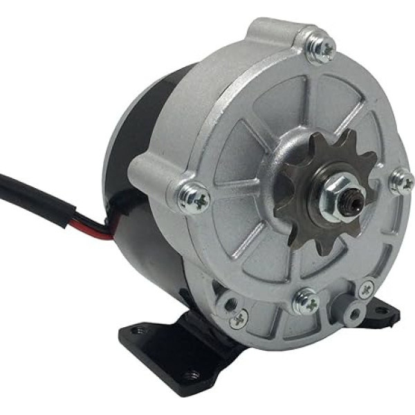 Līdzstrāvas rullīšu motors 24 V 36 V suku motors 350 W, 380 apgr./min ar zobratu ar 9 zobiem un 12,7 mm soli 12,7 mm elektrovelosipēdam (36 V, 380 apgr./min)