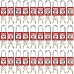 SAFBY Lockout Tagout Lock 30 Piece Set Loto Product Safe Padlocks for Lock Out Tag Out Stations and Devices (30 Lock Red, Key Same)