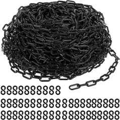 PATIKIL Plastikkette, 600 Fuß Sicherheitsbarriere-Kette für Menschenkontrolle, 1/4 Zoll (6 mm) schwarze Kunststoffkettenverbindungen für Warteschlangen, Parkplätze, Zäune