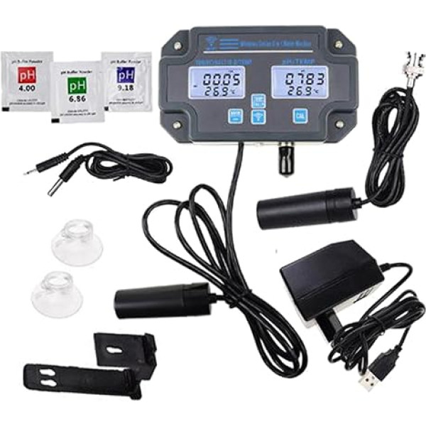 Wasserqualitätsmessgerät Digitaler Wassertester EU-Adapter Digital 6 in 1 Temperaturmessgerät Wasserqualitätsdetektor