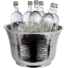 APS 36120 Bottle Cooler Diameter 33 cm Height 20 cm 8 Litres Double-Walled Stainless Steel Hammered Look