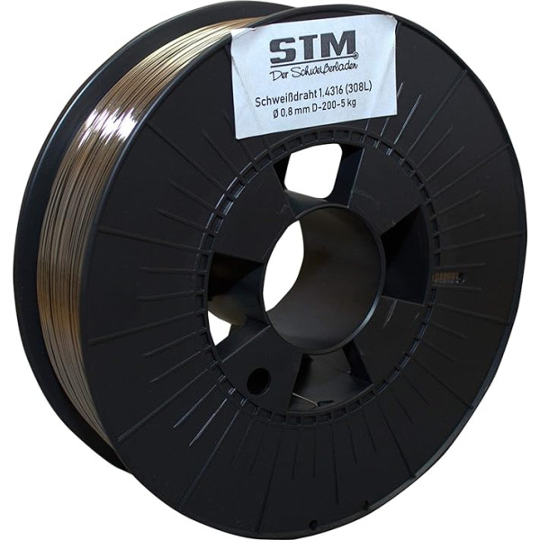 Nerūsējošā tērauda metināšanas stieple VA V2A 308L 1.4316 0,8 mm 0,5-15 kg MIG MAG Niro Inox STM, izmērs: Diametrs 0,8 mm D200 5 kg 5 kg