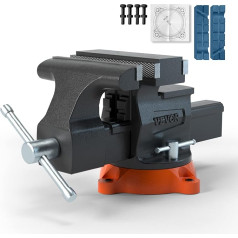 VEVOR 16,7 cm Vice 360° rotējošs darbgalda Vice no čuguna 7,2 x 7,7 cm Anvil Vice 16,5-23,5 Jaw Opening Parallel Vice Two-Way Jaws for Sharpening Grinding Cutting