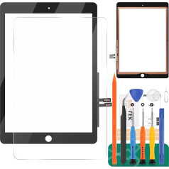 Skārienjūtīgā ekrāna digitalizators iPad 9.7 2018 A1893 A1954, stikls iPad 2018 A1893 A1954 skārienjūtīgā displeja paneļa detaļu komplekts ar rūdītu stiklu + rīki (ne LCD, bez pogas Home) (melns)