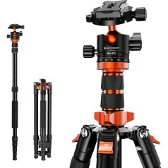 K&F Concept 198 cm Camera Tripod, Aluminium Tripod, Tripod with Monopod Function, 360° Panorama Ball Head Quick Release Plate for Toy Reflex Camera, Digital Camera