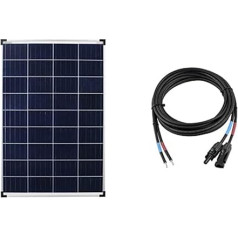 enjoy solar Poly 100 W 12 V polikristālisko saules paneļu saules baterijas 100 W (Poly 100 W-12 V) & enjoy solar 6 mm² 3 m profesionāls savienojuma kabelis no saules uzlādes kontroliera līdz saules modulim MC4