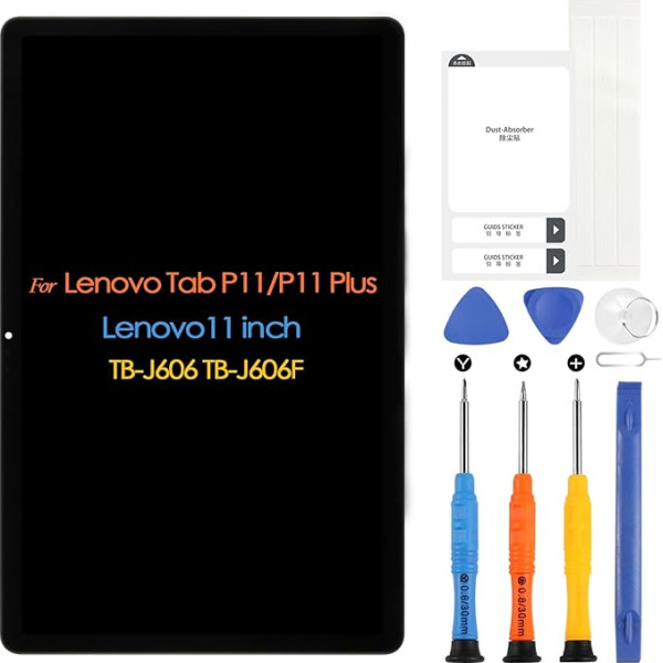 LCD displejs Lenovo Tab P11/P11 Plus TB-J606 TB-J606F LCD ekrāna aizstājējekrāns Lenovo TB-J606 TB-J606F skārienjūtīgā ekrāna digitālo ierīču komplektā ar rīkiem (11 collas, melns, ar rāmi)