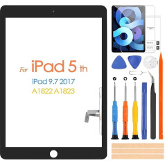 ARSSLY Touchscreen-Digitizer für iPad 5, 5. Generation, mit Reparaturwerkzeugen (Schwarz, mit Home-Taste) für iPad 5 (9,7 Zoll) 2017, A1822, A1823, Glas mit Reparaturwerkzeugen