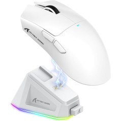 ATTACK SHARK X11 Gaming Mouse with Magnetic Charging Dock, PixArt PAW3311 Gaming Sensor, BT/2.4G Wireless/Wired Gaming Mouse, 22000 DPI, Office Mice Gamer Mice for Win11/Xbox/PS/Mac (White)