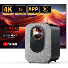 Netflix oficiālais, 22000L elektriskais fokuss/trapezoidālā korekcija Wifi6 Bluetooth projektors Atbalsta 4K Jimveo Full HD 1080P video projektoru Mājas kino 50% tālummaiņa ar viedtālruni/televizora pieskārienu/ mobilo tālruni