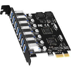 GLOTRENDS U3057 7 portu USB-A 3.0 5Gbps PCIe adaptera karte, saderīga ar Windows un Linux (neatbalsta Mac OS)