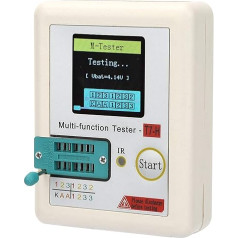 Daudzfunkcionāls tranzistoru testeris ar TFT krāsu displeju, NPN/PNP automātiskās identifikācijas tranzistors, Zenera diodes testeris, induktors MOSFET, rezistori, kondensatori, automātiskā kalibrēšana