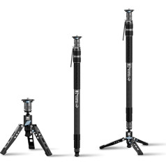 SIRUI SVM-165 monopods no oglekļa šķiedras kamerai, 165 cm, oglekļa monopods Rapid sistēma, viena līmeņa augstuma regulēšana, modulāra konstrukcija 3 in 1, kravnesība līdz 10 kg