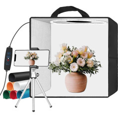 EMART fotostudijas gaismas kaste, 30 x 30 x 30 cm fotokase fotogrāfijai, fotostudijas komplekts, 120 LED gaismas un 6 ūdensizturīgi foni produktu, juvelierizstrādājumu un nelielu priekšmetu fotografēšanai