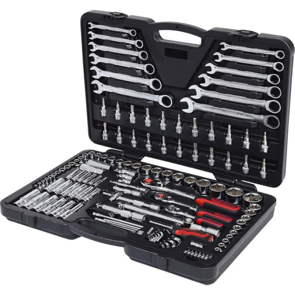 KS Tools 918.0724 CHROME+ ligzdu komplekts, 124 gabali, /4 collas+1/2 collas+3/8 collas