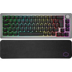 Cooler Master CK721 mehāniskā spēļu tastatūra - tastatūra ar 65% izkārtojumu, brūns slēdžu pods, RGB apgaismojums, hibrīda bezvadu tehnoloģija, precīzs ritenītis - kosmosa pelēka, DE - QWERTZ