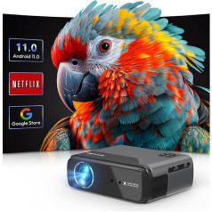 Netflix biroja un autofokusa projektors, 4K, 950 ANSI viedprojektors ar WiFi, Bluetooth 5.3, automātiskā 6D trapeces korekcija LED video projektors, 4K mājas kino ar Chromecast, balss palīgs spēlēm