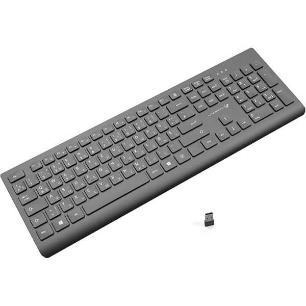 Lacerto® | Krievu-vācu/ukraiņu 2,4 GHz bezvadu multivides tastatūra, krievu-vācu/ukraiņu bezvadu multivides tastatūra | LUCER-DR614