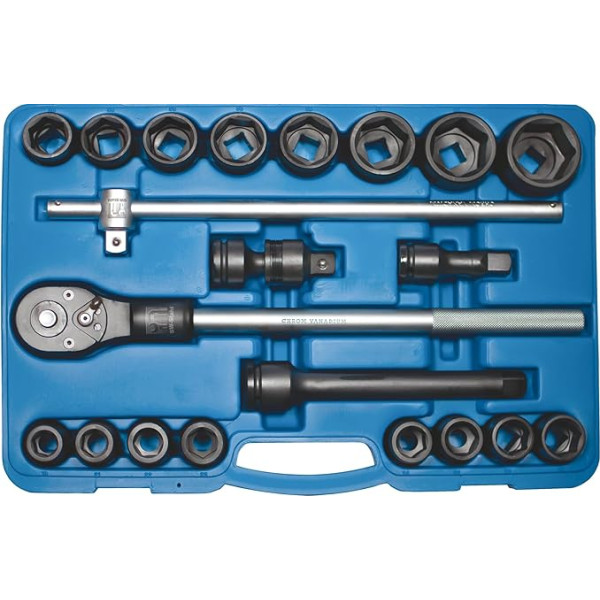 SW-Stahl 07605L IMPACT Steckschlüsselsatz 3/4 Zoll 21-teilig I Ratschenkasten LKW I Knarrenkasten Profi I Nusskasten für Landmaschinen und LKW