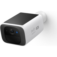 eufy Security SoloCam S220, āra novērošanas kamera, 2K izšķirtspēja, āra novērošanas kamera, akumulators, saules baterija, 2.4GHz WiFi, bez abonēšanas, bez ikmēneša izmaksām, bezmaksas lietošana