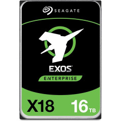 Seagate Exos X18 Enterprise 16TB HDD, CMR 3,5 Zoll, Hyperscale SATA 6GB/s, 7.200 U/min, 512e, 4Kn FastFormat, geringe Latenz mit verbessertem Caching, Modellnr.: ST16000NM000J (vispārīgi pieejams)