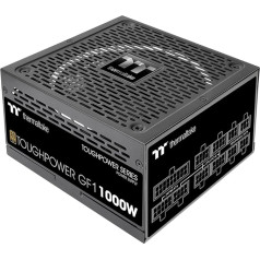 Thermaltake GF1 1000W PC ATX barošanas bloks 80-Plus Gold, pilnībā modulārs, kluss, 140 ventilatoru, sertificēts ES, melns