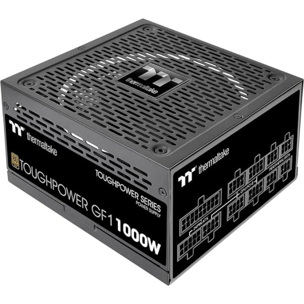 Thermaltake GF1 1000W PC ATX barošanas bloks 80-Plus Gold, pilnībā modulārs, kluss, 140 ventilatoru, sertificēts ES, melns