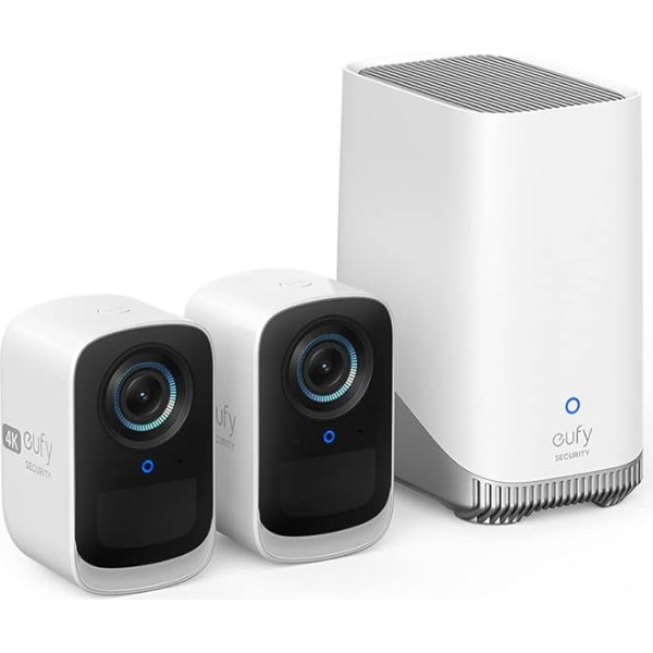 eufy Security eufyCam S300 3C, Pārbaudes kamera, 4K kabeļkameru pārraides kamera ar drošības ierīci un K.I, Pārbaudes kameras komplekts 2+1 (vispārīgi lietojams)