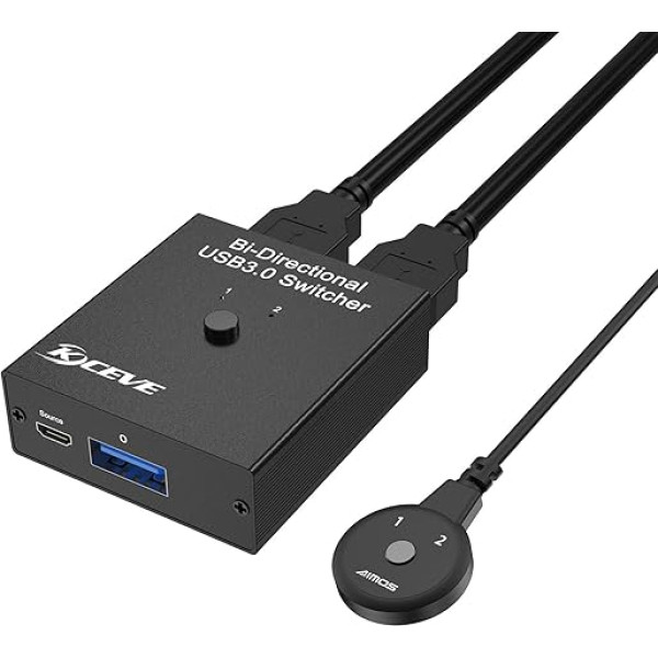 USB 3.0 komutatora selektors, 2 ieejas un 1 izejas / 1 ieejas un 2 izejas divvirzienu USB komutators 2 datoru koplietošanai ar 1 USB ierīci, peli, tastatūru, skeneri, printeri