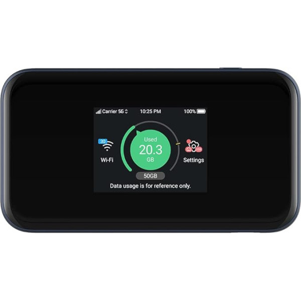 ZTE MU5001 5G/CAT20 atbloķēts, pārnēsājams, rentabls WiFi 6 Hotspot, savieno līdz 32 Wi-Fi iespējotām ierīcēm, 4500mAh akumulators ar ātru uzlādi, melns