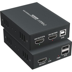 PW-HT259HK HDMI KVM USB Extender 165ft/50m pārraide caur vienu Cat5e/6/7 HD 1080P atbalsta cilpas izeju (PW-HT240HK)