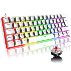 Проводная механическая клавиатура Mini 60% Gaming Keyboard, компактная портативная 62 клавиши, раскладка UK, 19 RGB Chroma Backlit, съемный USB Type C, для ПК, ноутбук